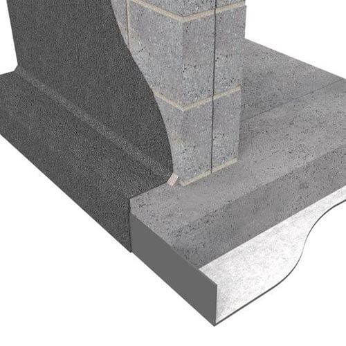 Technical drawing of an external waterproofing solution