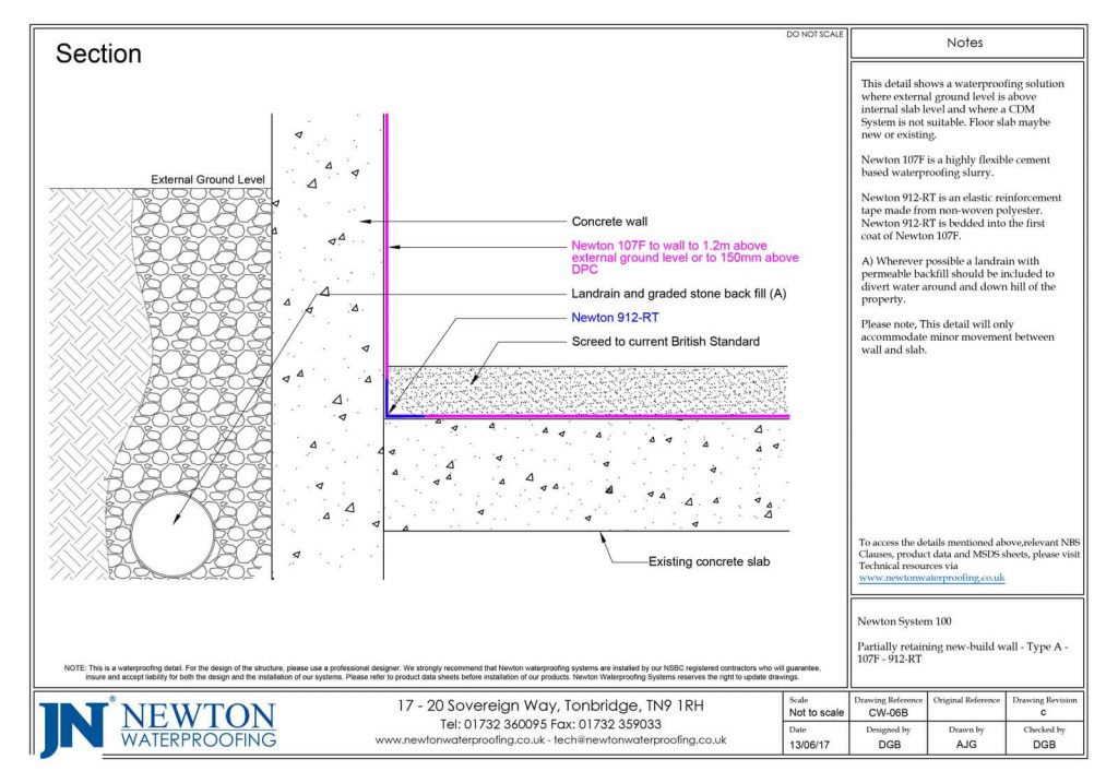 Technical Drawing - partially retaining new-build wall