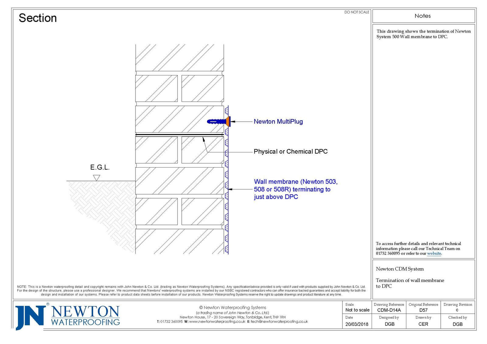 Technical Drawing - Termination of Newton Wall membrane to DPC