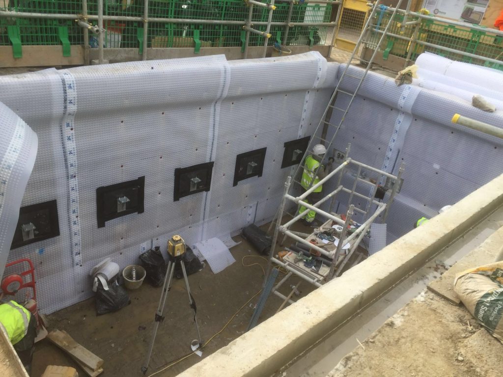 Installation of Newton Cavity Drain Membranes