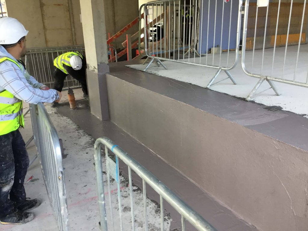Spray Application Of Newton Cementitious Waterproofing Membrane