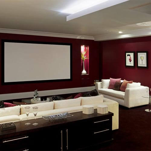 Basement converted into a cinema room