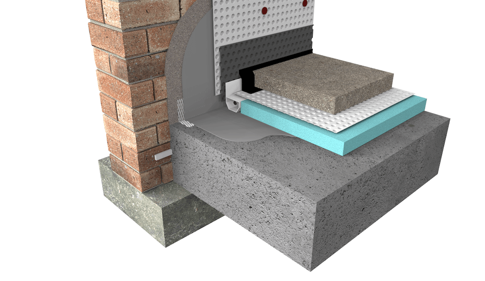 Waterproofing an existing structure with new concrete slab