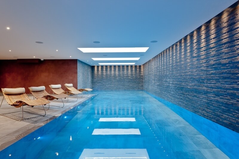The finished basement area includes a stunning new leisure area including a below-ground swimming pool